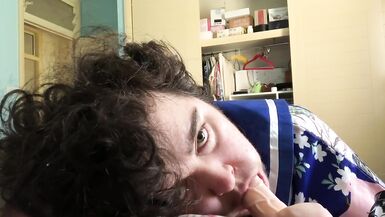 SUCKING MY BOYFRIENDS COCK ON MY TRANSPHOBIC MOMS BED - 8 image