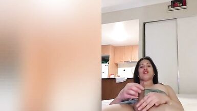 solo sexy big boobs shemale stroking her cock - 11 image