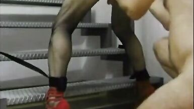Boss fucks his cd slave on the stairs - 10 image