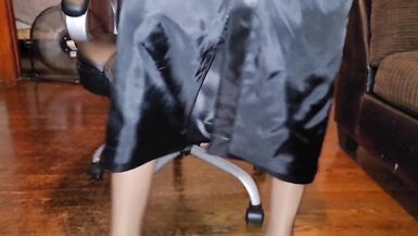 Black Liquid Satin Skirt With Black Satin Half Slip - 10 image