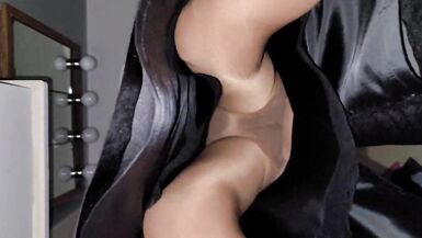 Black Liquid Satin Skirt With Black Satin Half Slip - 14 image