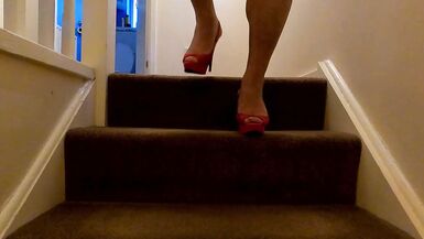 kelly cd peeing and wanking in red velvet dress an pantyhose - 9 image