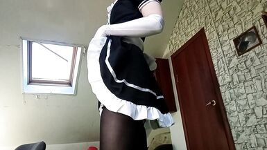 Trap maid unlock her chastity cage to feed her master a trap milk. - 2 image