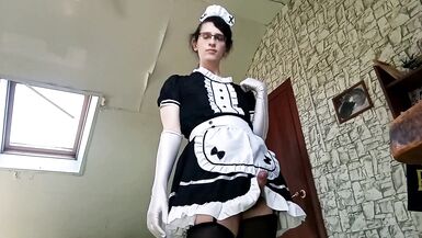 Trap maid unlock her chastity cage to feed her master a trap milk. - 9 image