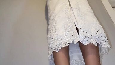 Vintage Very Noisy Satin Wedding Dress with a Silky Lining. - 11 image