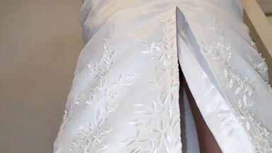 Vintage Very Noisy Satin Wedding Dress with a Silky Lining. - 13 image