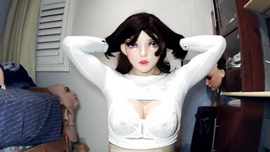 Anime Girl Happi Pt 2 Jill ! Happi unmasks from her kigurumi mask and masks in her doll mask Jill! - 9 image