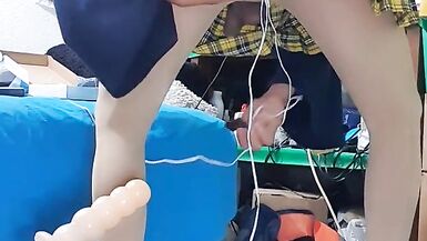 Big Dildo anal fuck with electric patch - 2 image