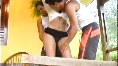 Fair-haired busty shemale likes to put some slobber - 2 image