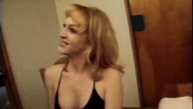 Blonde tranny with rock hard tits gets nailed on a desk - 2 image