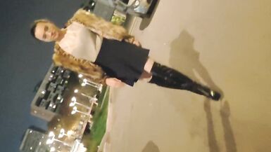 Sexy Little Ponnyboy sissy walking in shop and outside