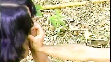 Slender ladyboy gets nailed by a manly dude outdoors - 7 image