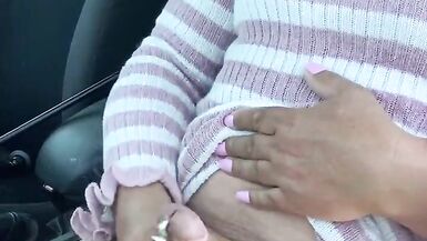 kelly cd horny carpark wank in pink dress nude pantyhose - 15 image