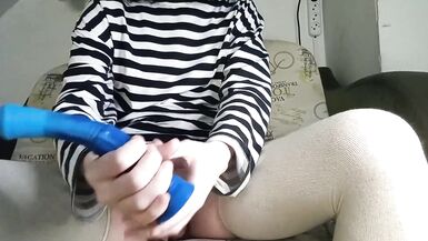 Thicc trap cum using small horse dildo - 3 image