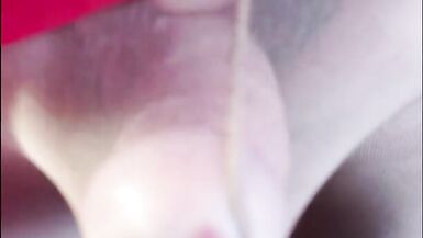 crossdresser cumming into nude nylon pantyhose - 4 image