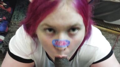 Cute Catgirl BBW Tranny Gets Cumshot from BBC Shemale POV - 6 image