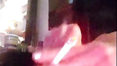 Marilyn Smokes And Strokes Her Big Cock - 3 image