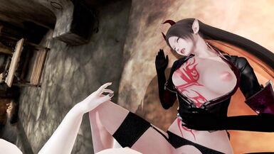 Lady Dimitrescu Futa fucks litlle Succubus 3D Animation - 4 image