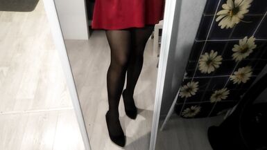 Sissy husband dressed like a whore while his wife is not home