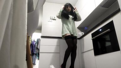 Sissy husband dressed like a whore while his wife is not home - 4 image