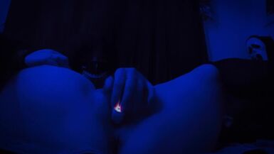 First Time Pup Teases Thighs & Uses Dildo - 1 image