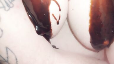 HD Slow Motion Queer Goth  FTM In Monster Drag  Spank and Masturbate Chocolate Syrup  Food Fetish Ch - 14 image