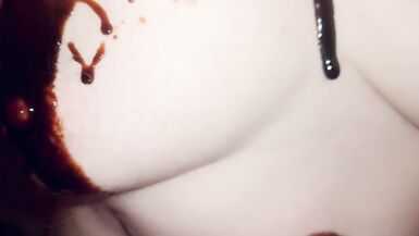 HD Slow Motion Queer Goth  FTM In Monster Drag  Spank and Masturbate Chocolate Syrup  Food Fetish Ch - 15 image