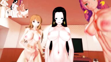 One Piece - Futa Nami Futa Boa Hancock and Futa Baccarat gangbang you | Male Taker POV - 13 image