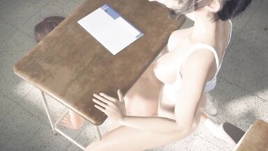 Futanari Asian Girls Having Sex in Public Classroom 3D Anima - 10 image