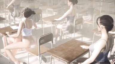 Futanari Asian Girls Having Sex in Public Classroom 3D Anima - 5 image