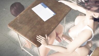 Futanari Asian Girls Having Sex in Public Classroom 3D Anima - 9 image