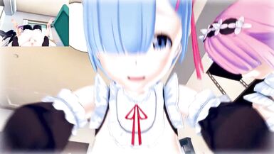 Re Zero - Futa Ram and Futa Rem fuck with you | Male Taker POV Swap - 6 image