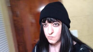 Titty fuck dildo fail with trans goth girl - 1 image