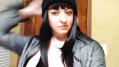 POV Goth girl sucks and fucks rubber cock