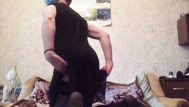 Sissy crossdresser fucks tight ass with huge BBC. Sissygasm - 4 image