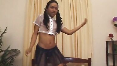 Horny tranny likes the feeling of huge poles penetrating her - 2 image