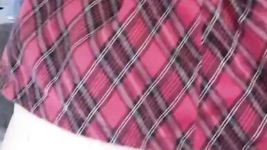 CD in pink plaid schoolgirl skirt rides dildo! - 15 image