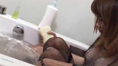 Thai Ladyboy June gets washed in the shower by her boss - 3 image