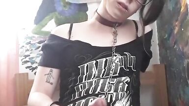 Beautiful goth femboy Alanis tries not to cum and fails (made a mess in my bed!!) - 11 image