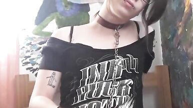 Beautiful goth femboy Alanis tries not to cum and fails (made a mess in my bed!!) - 13 image