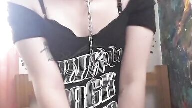 Beautiful goth femboy Alanis tries not to cum and fails (made a mess in my bed!!) - 3 image