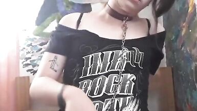 Beautiful goth femboy Alanis tries not to cum and fails (made a mess in my bed!!) - 7 image