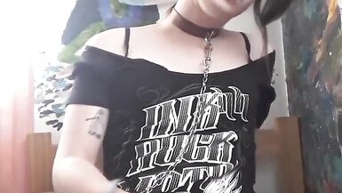 Beautiful goth femboy Alanis tries not to cum and fails (made a mess in my bed!!) - 8 image