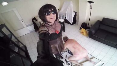 Two mature shemales whip and flogg a slave - 15 image