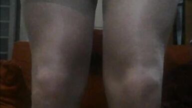 Patty crossdresser Beige lingerie and black dildo - 11 image