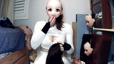 Anime Girl Happi Pt 5! Female mask girl Happi and kigurumi Celli forever! Masking in Celli doll mask - 9 image