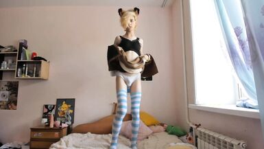 Cute cosplay femboy rides a dildo and drinks his cum - 2 image