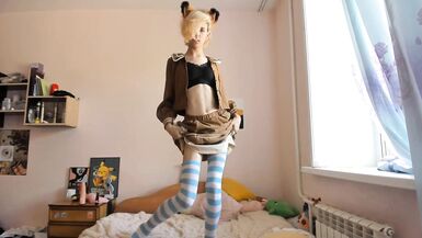 Cute cosplay femboy rides a dildo and drinks his cum - 3 image