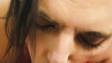 Shemale Slut Sucks Tiny Uncut Cock - 9 image