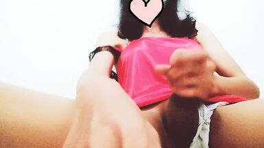 Skinny Asian Shemale Jerk Off and Cum Twice - 5 image